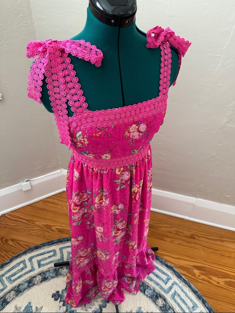 Blu Pepper Pink Floral Tiered Midi Skirt - Picture 3 of 6